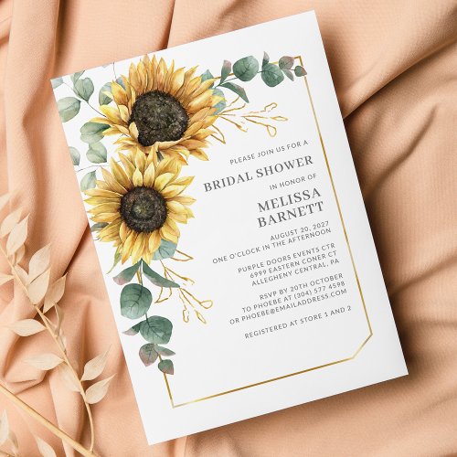 Sunflower Eucalyptus Bridal Shower Invitation