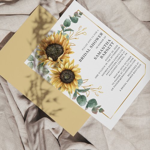 Sunflower Eucalyptus Bridal Shower Invitation Stationery