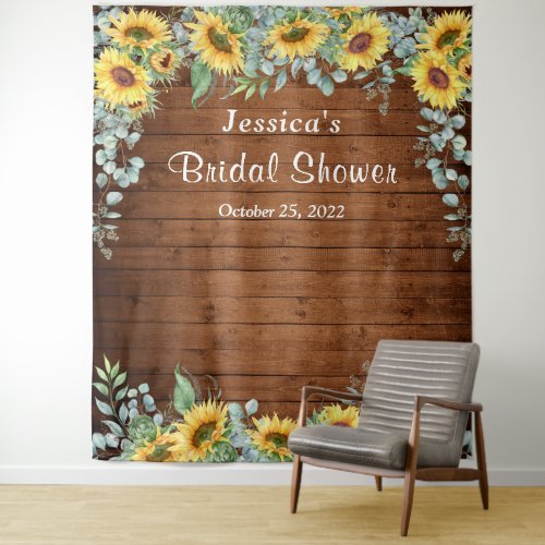 Sunflower Eucalyptus Bridal Shower Photo Backdrop