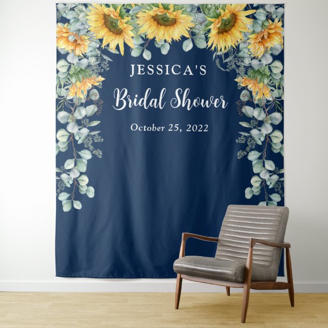 Sunflower Eucalyptus Bridal Shower Photo Backdrop (In Situ)