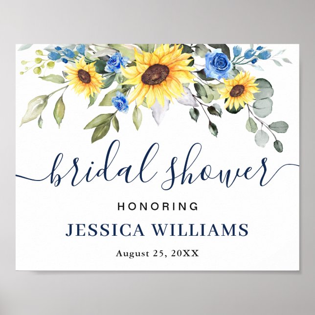 Sunflower Eucalyptus BRIDAL SHOWER Welcome Sign (Front)
