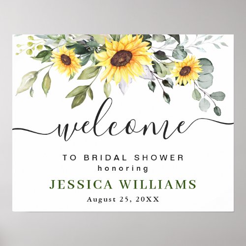 Sunflower Eucalyptus BRIDAL SHOWER Welcome Sign