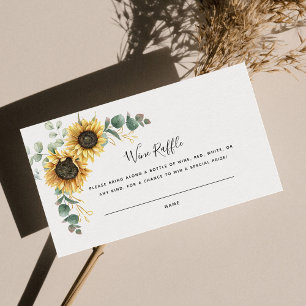 Sunflower Eucalyptus Bridal Shower Wine Raffle Enclosure Card
