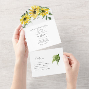 Sunflower Eucalyptus Bride Parents Wedding All In One Invitation