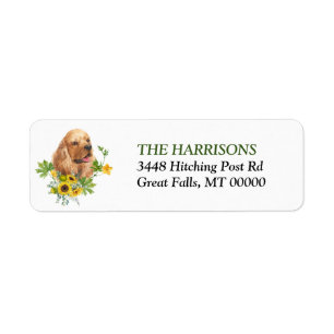 Sunflower Eucalyptus Buff Cocker Spaniel Label