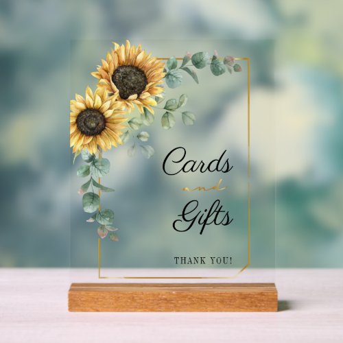 Sunflower Eucalyptus Cards and Gifts Wedding Acrylic Sign