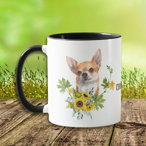 Sunflower Eucalyptus Chihuahua Dog Mug