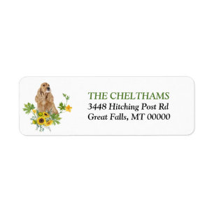 Sunflower Eucalyptus Cocker Spaniel Return Address Label