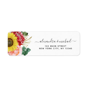 Sunflower Eucalyptus Country Watercolor Wedding Label