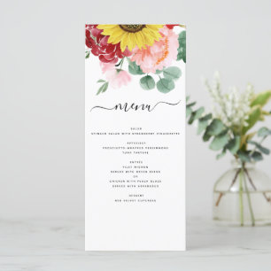 Sunflower Eucalyptus Country Watercolor Wedding Menu