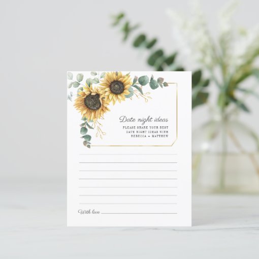 Sunflower Eucalyptus Date Night Ideas Card Zazzle sunflower-eucalyptus-date-night-ideas-card-zazzle