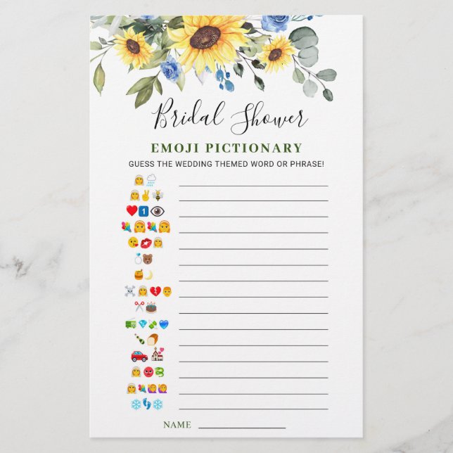 Sunflower Eucalyptus Double-Sided Bridal Game (Front)