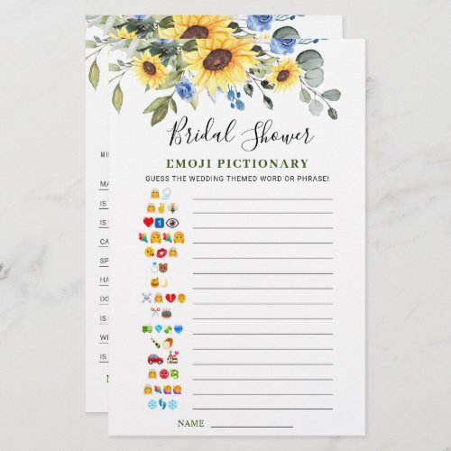 Sunflower Eucalyptus Double_Sided Bridal Game