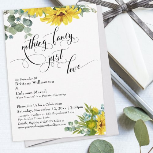 Sunflower Eucalyptus Elegant Typography Reception Invitation