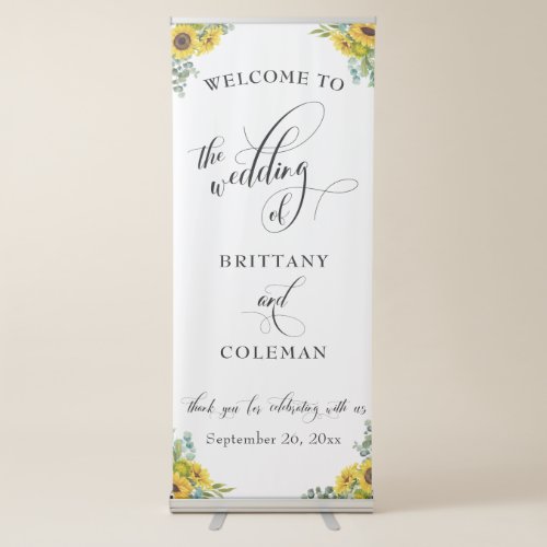 Sunflower Eucalyptus Elegant Wedding Welcome Sign