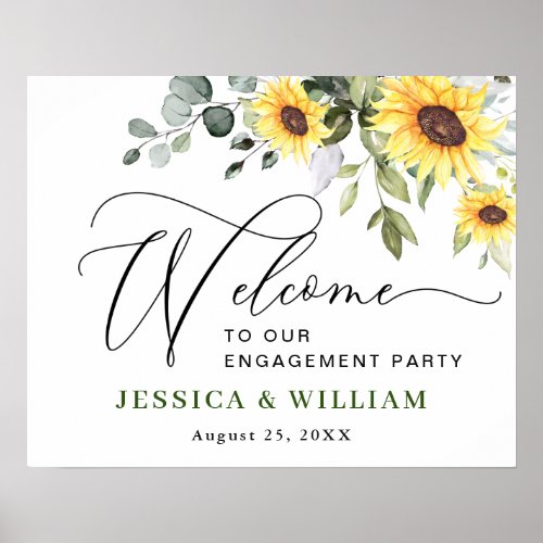 Sunflower Eucalyptus ENGAGEMENT PARTY Welcome Sign