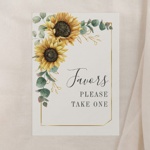 Sunflower Eucalyptus Favors Wedding Sign Card