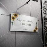 Sunflower Eucalyptus Floral 60th Birthday  Banner<br><div class="desc">Botanical watercolor eucalyptus and sunflowers foliage perfect for your birthday party,  engagement,  and anniversaries. Customize adding your party details,  and the background by clicking the "Personalize" button</div>