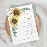 Sunflower Eucalyptus Floral 60th Birthday Invitation<br><div class="desc">Sunflower Eucalyptus Botanical Floral 60th Birthday Invitation you can easily customize with your party details by clicking the "Personalize" button. Perfect for other birthdays. Featuring modern script and typography and faux gold foliage</div>