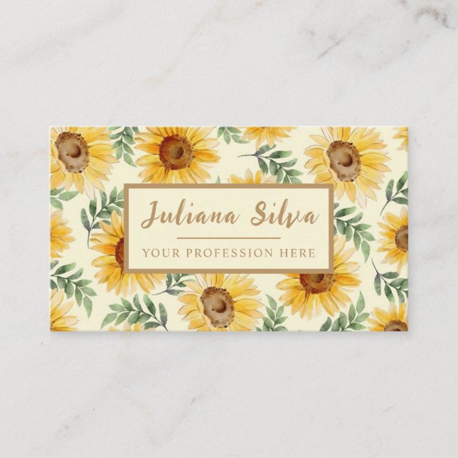 Sunflower Eucalyptus Floral Botanical Business Card (Front)