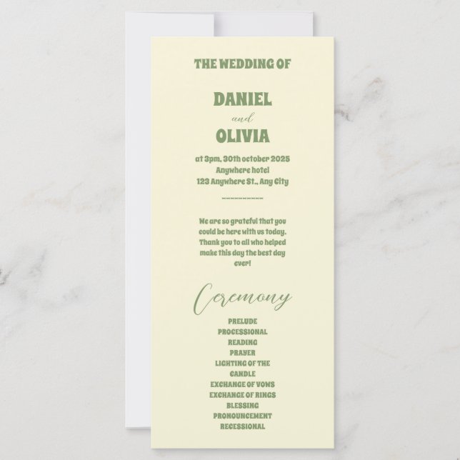 Sunflower Eucalyptus Floral Botanical Wed Programs (Front)