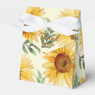 Sunflower Eucalyptus Floral Botanical Wedding Favor Boxes