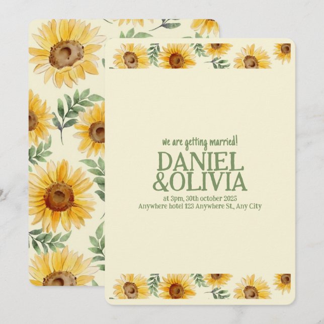 Sunflower Eucalyptus Floral Botanical Wedding Invitation (Front/Back)