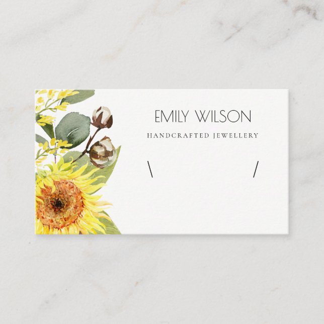 SUNFLOWER EUCALYPTUS FLORAL BRACELET DISPLAY LOGO BUSINESS CARD (Front)