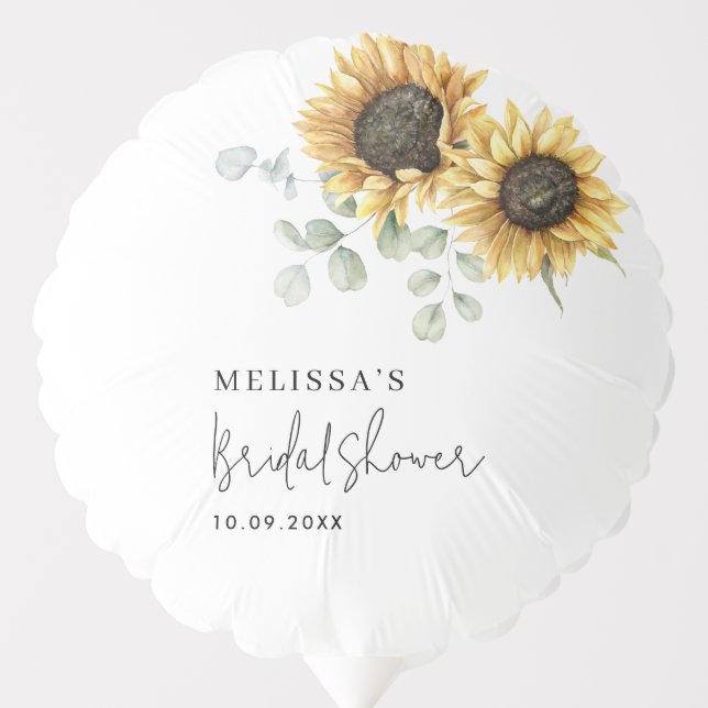 Sunflower Eucalyptus Floral Bridal Shower Balloon (Front)