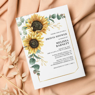 Sunflower Eucalyptus Floral Bridal Shower Invitation
