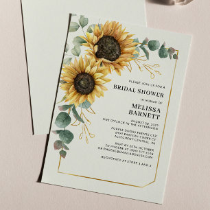 Sunflower Eucalyptus Floral Bridal Shower Invites