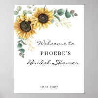 Sunflower Eucalyptus Floral Bridal Shower Welcome