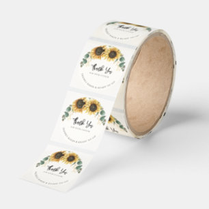 Sunflower Eucalyptus Floral Business Thank You Classic Round Sticker