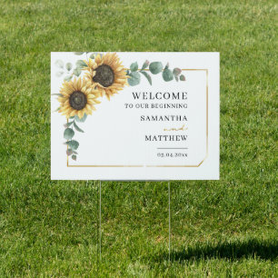 Sunflower Eucalyptus Floral Elegant Wedding Sign