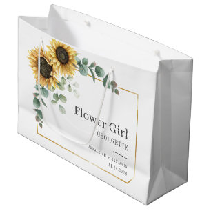 Sunflower Eucalyptus Floral Flower Girl Large Gift Bag