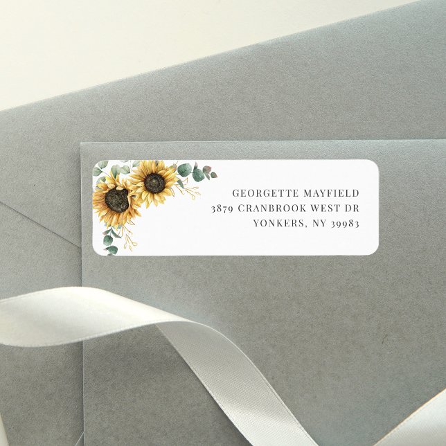 Sunflower Eucalyptus Floral Return Address Label (Sunflower Eucalyptus Floral Return Address Label)