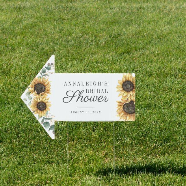 Sunflower Eucalyptus Floral Rustic Bridal Shower Sign (Insitu)