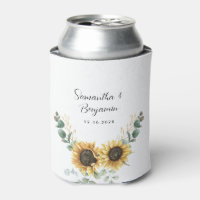 Sunflower Eucalyptus Floral Script Wedding Favor