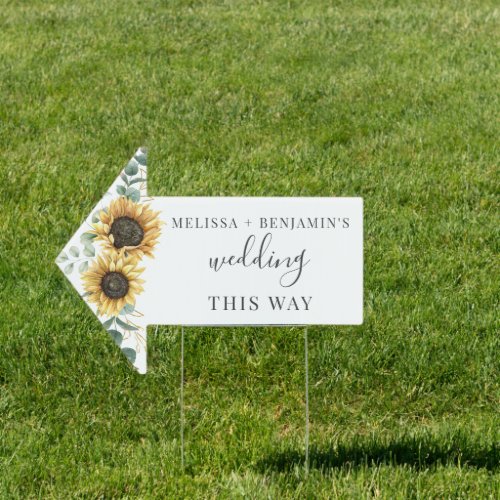 Sunflower Eucalyptus Floral Script Wedding Sign