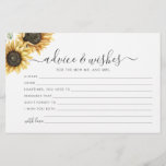 Sunflower Eucalyptus Floral Wedding Advice Card<br><div class="desc">Create a modern Sunflower Floral and Eucalyptus wedding well wishes and advice card with this cute template featuring beautiful rustic floral bouquet with modern simple typography. TIP: Matching wedding suite cards like RSVP, wedding programs, banners, tapestry, gift tags, signs, and other wedding keepsakes and goodies are available in the collection...</div>