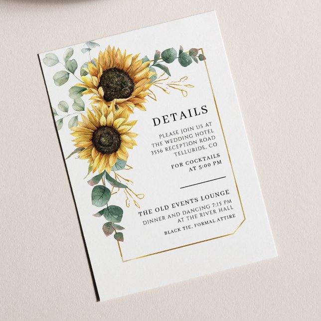 Sunflower Eucalyptus Floral Wedding Details Enclosure Card (Creator Uploaded)