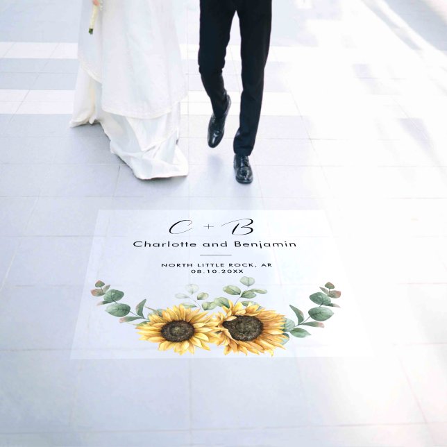 Sunflower Eucalyptus Floral Wedding Floor Decals (Wedding)