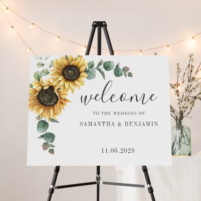 Sunflower Eucalyptus Floral Wedding Foam Board (In Situ (Stand))