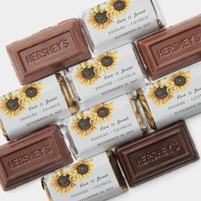Sunflower Eucalyptus Floral Wedding Hershey's Miniatures (Assorted)