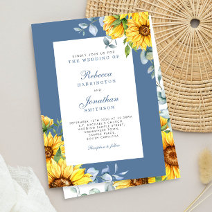 Sunflower & Eucalyptus Floral Wedding Invitation