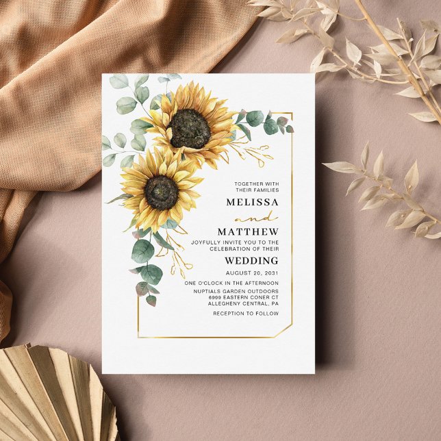 Sunflower Eucalyptus Floral Wedding Invitation (Creator Uploaded)