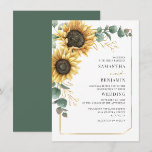 Sunflower Eucalyptus Floral Wedding Invitation