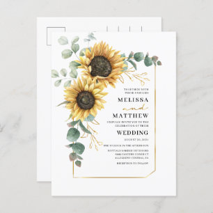 Sunflower Eucalyptus Floral Wedding Invitation Postcard