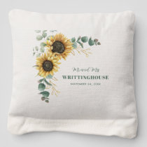 Sunflower Eucalyptus Floral Wedding Reception Cornhole Bags