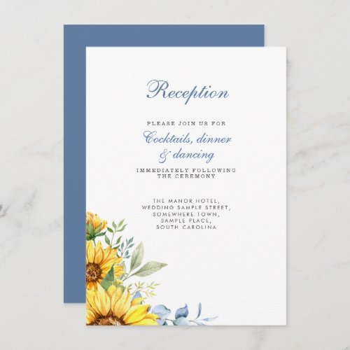 Sunflower  Eucalyptus Floral Wedding Reception Enclosure Card